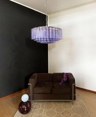 Murano Large Amethyst Glass Tube Chandelier