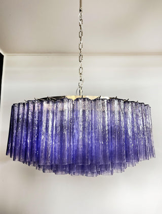 Murano Large Amethyst Glass Tube Chandelier