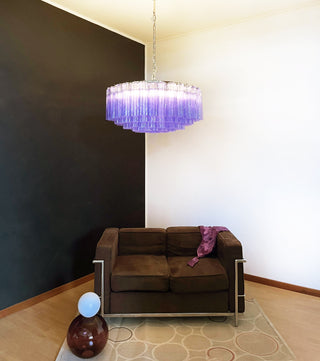 Murano Large Amethyst Glass Tube Chandelier