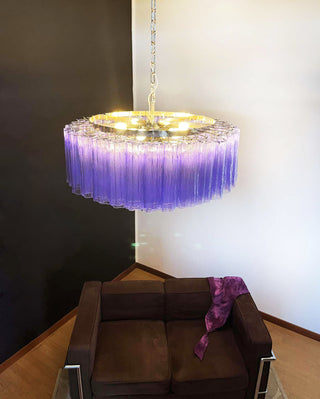 Murano Large Amethyst Glass Tube Chandelier