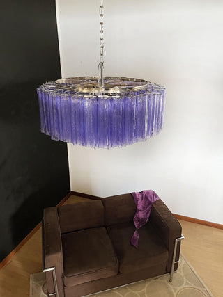 Murano Large Amethyst Glass Tube Chandelier