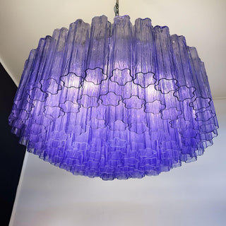 Murano Large Amethyst Glass Tube Chandelier