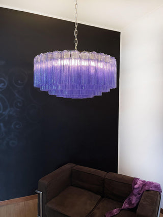 Murano Large Amethyst Glass Tube Chandelier