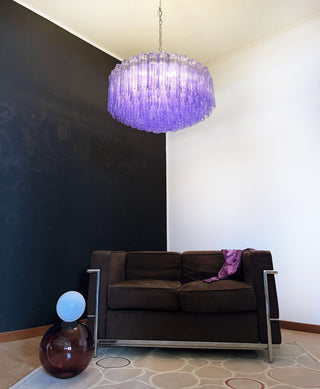 Murano Large Amethyst Glass Tube Chandelier