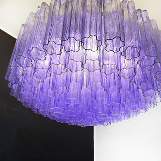 Murano Large Amethyst Glass Tube Chandelier