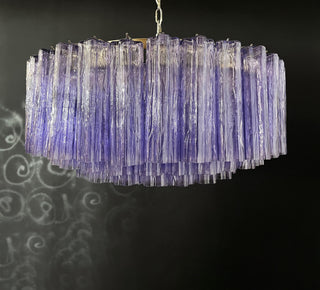 Murano Large Amethyst Glass Tube Chandelier