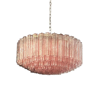 Murano Large Pink Glass Tube Chandelier