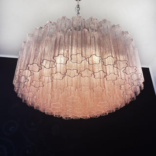 Murano Large Pink Glass Tube Chandelier