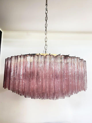 Murano Large Pink Glass Tube Chandelier