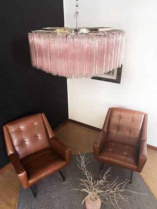 Murano Large Pink Glass Tube Chandelier