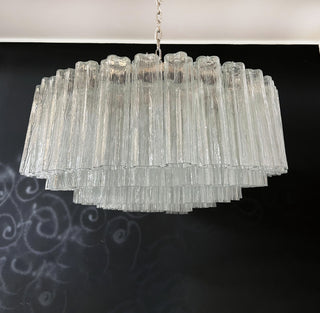 Murano Large Transparent Glass Tube Chandelier