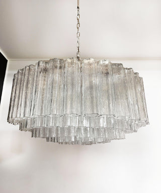 Murano Large Transparent Glass Tube Chandelier