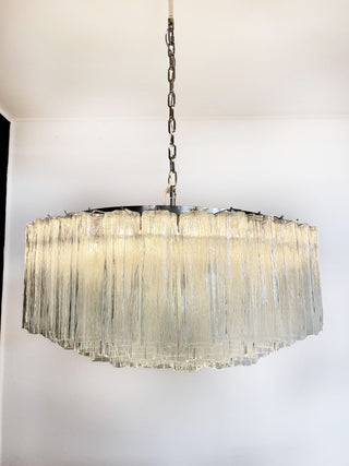 Murano Large Transparent Glass Tube Chandelier