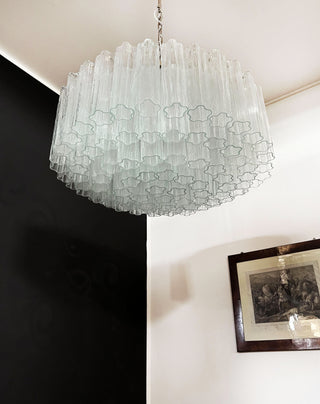 Murano Large Transparent Glass Tube Chandelier