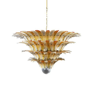 Murano Palmette Glass Amber Trasparent Chandelier