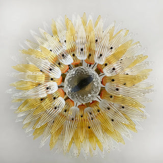 Murano Palmette Glass Amber Trasparent Chandelier