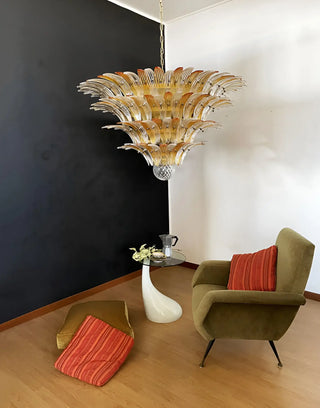 Murano Palmette Glass Amber Trasparent Chandelier