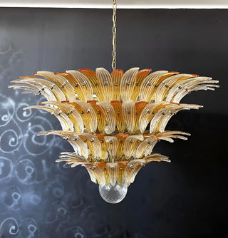 Murano Palmette Glass Amber Trasparent Chandelier