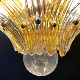 Murano Palmette Glass Amber Trasparent Chandelier