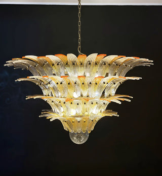 Murano Palmette Glass Amber Trasparent Chandelier