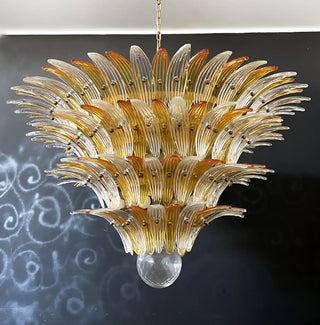 Murano Palmette Glass Amber Trasparent Chandelier