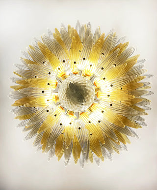 Murano Palmette Glass Amber Trasparent Chandelier