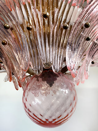 Murano Palmette Glass Pink Chandelier