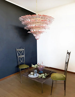 Murano Palmette Glass Pink Chandelier