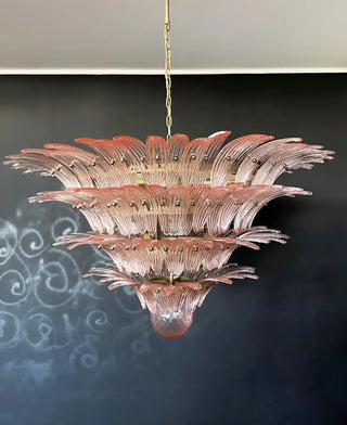 Murano Palmette Glass Pink Chandelier