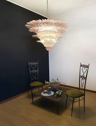 Murano Palmette Glass Pink Chandelier