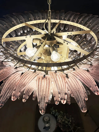 Murano Palmette Glass Pink Chandelier