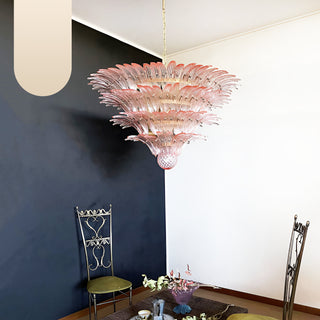 Murano Palmette Glass Pink Chandelier