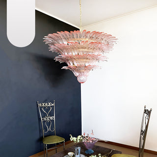 Murano Palmette Glass Pink Chandelier