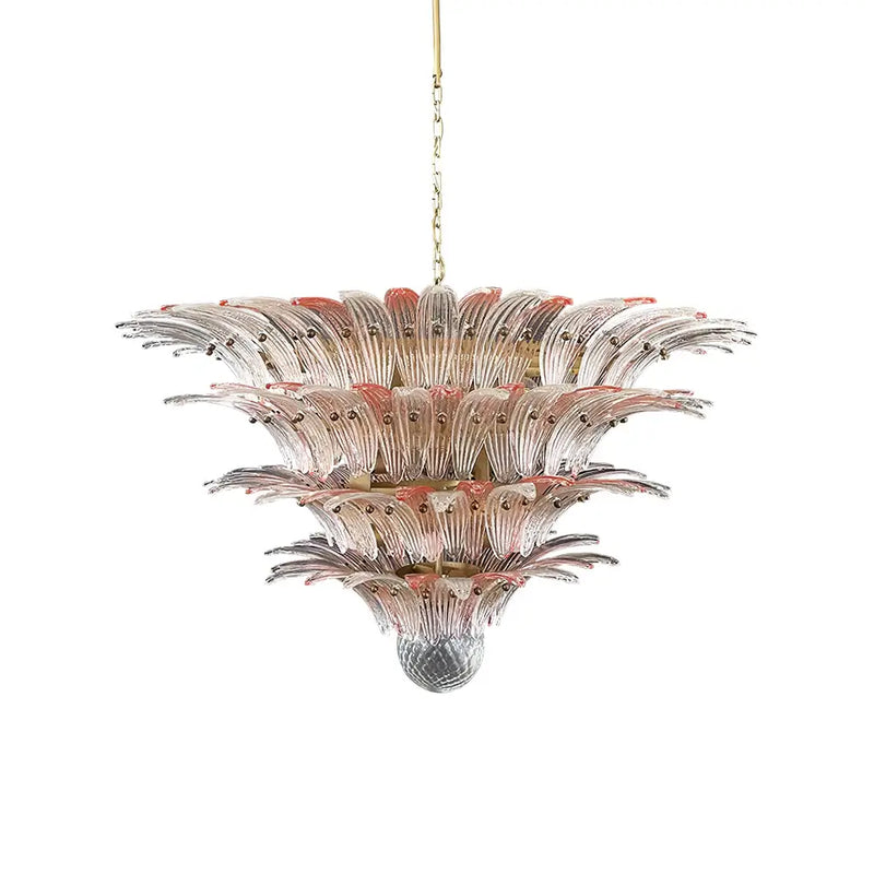 Murano Palmette Pink Trasparent Chandelier | Korewolamp
