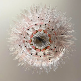 Murano Palmette Glass Pink Trasparent Chandelier