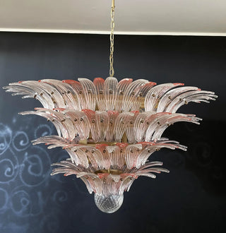 Murano Palmette Glass Pink Trasparent Chandelier