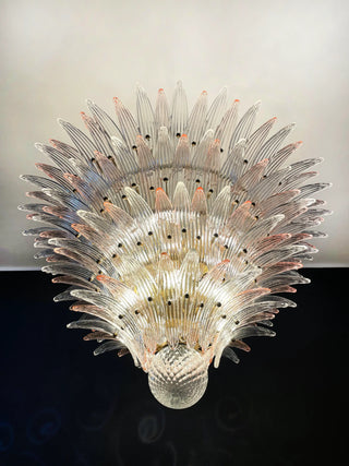 Murano Palmette Glass Pink Trasparent Chandelier