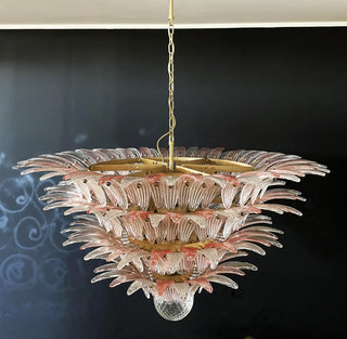 Murano Palmette Glass Pink Trasparent Chandelier