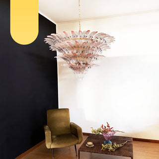 Murano Palmette Glass Pink Trasparent Chandelier