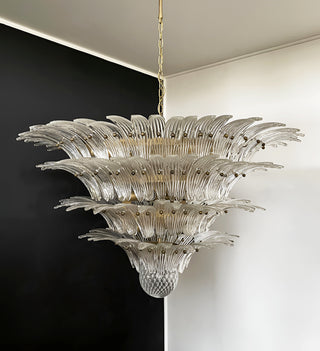 Murano Palmette Glass Transparent Chandelier