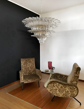 Murano Palmette Glass Transparent Chandelier