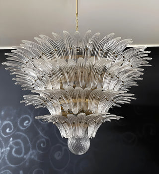 Murano Palmette Glass Transparent Chandelier