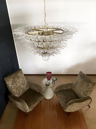 Murano Palmette Glass Transparent Chandelier