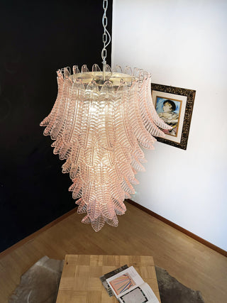 Murano Pink Felch Spiral Chandelier