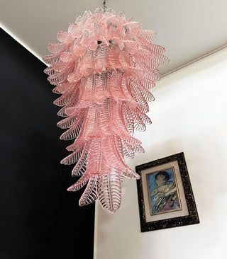 Murano Pink Felch Spiral Chandelier