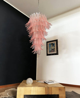 Murano Pink Felch Spiral Chandelier