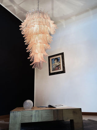 Murano Pink Felch Spiral Chandelier