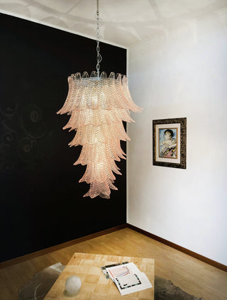 Murano Pink Felch Spiral Chandelier