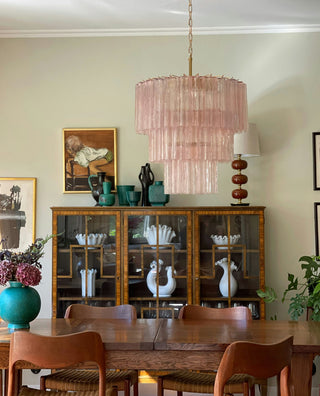 Murano Pink Glass Tube Chandelier