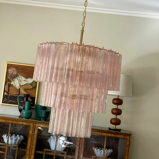 Murano Pink Glass Tube Chandelier